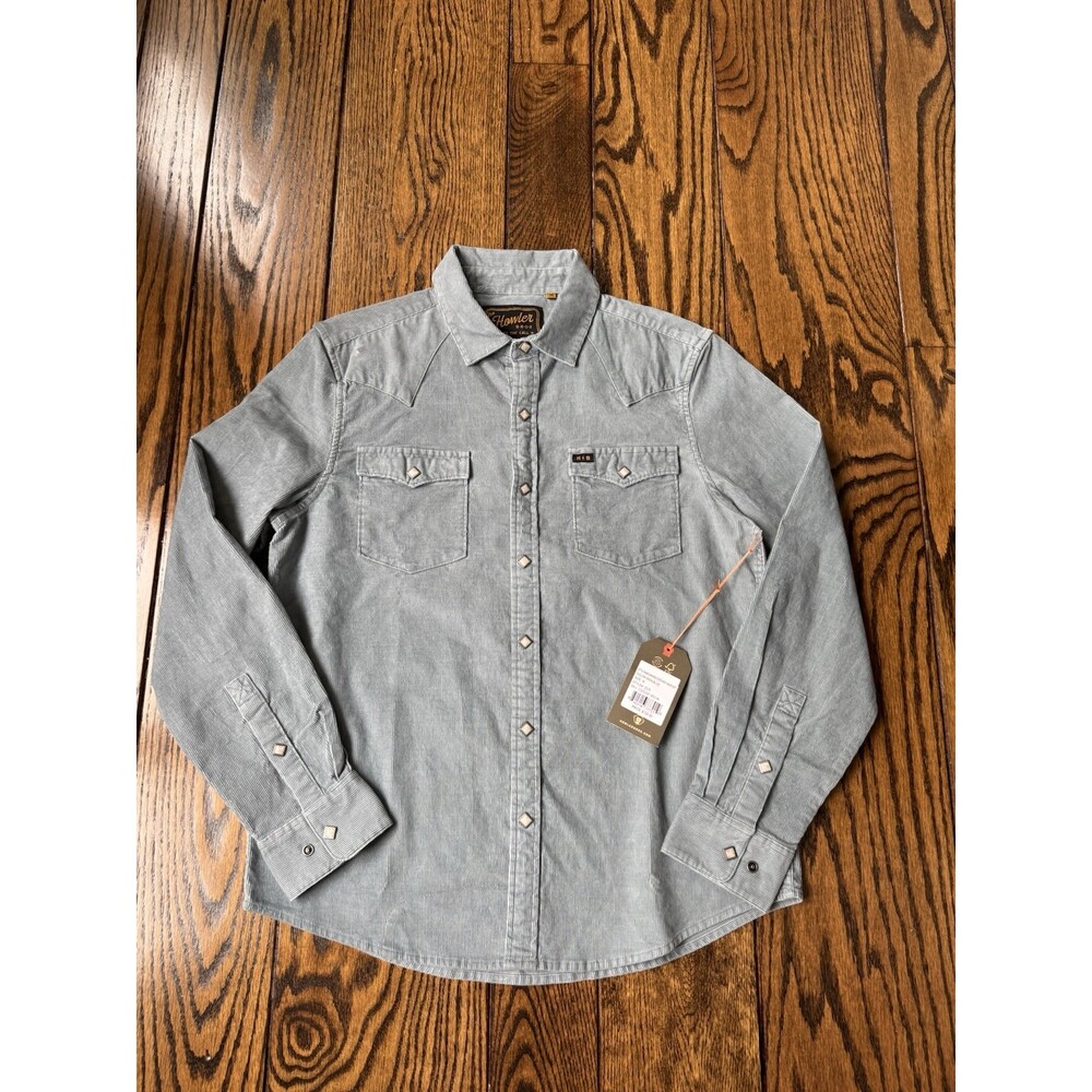 Howler Brothers Banning Corduroy Snap Shirt, Size Medium, Iron Blue
